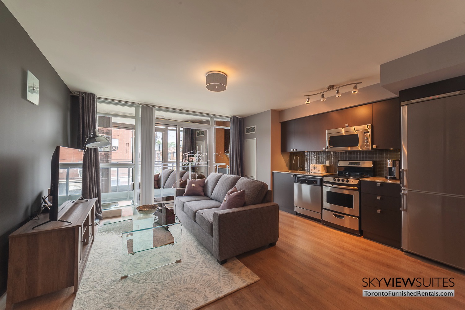 living room and tv King west corporate rentals toronto