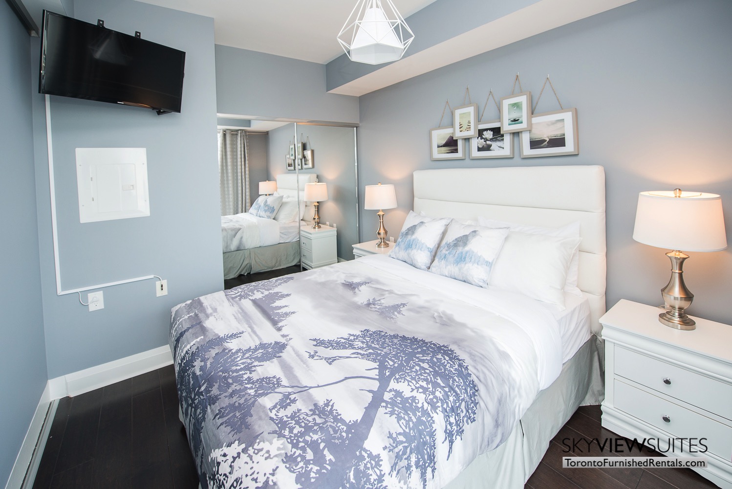 furnished apartments toronto Varsity printed sheets bedroom