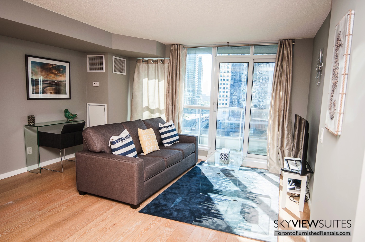 furnished rentals toronto waterfront blue rug