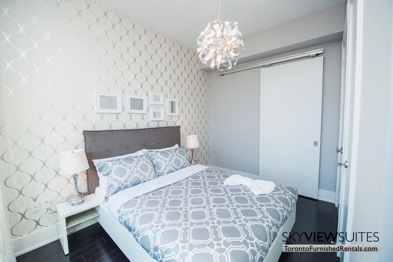 39 Queens Quay toronto corporate housing silver bedroom