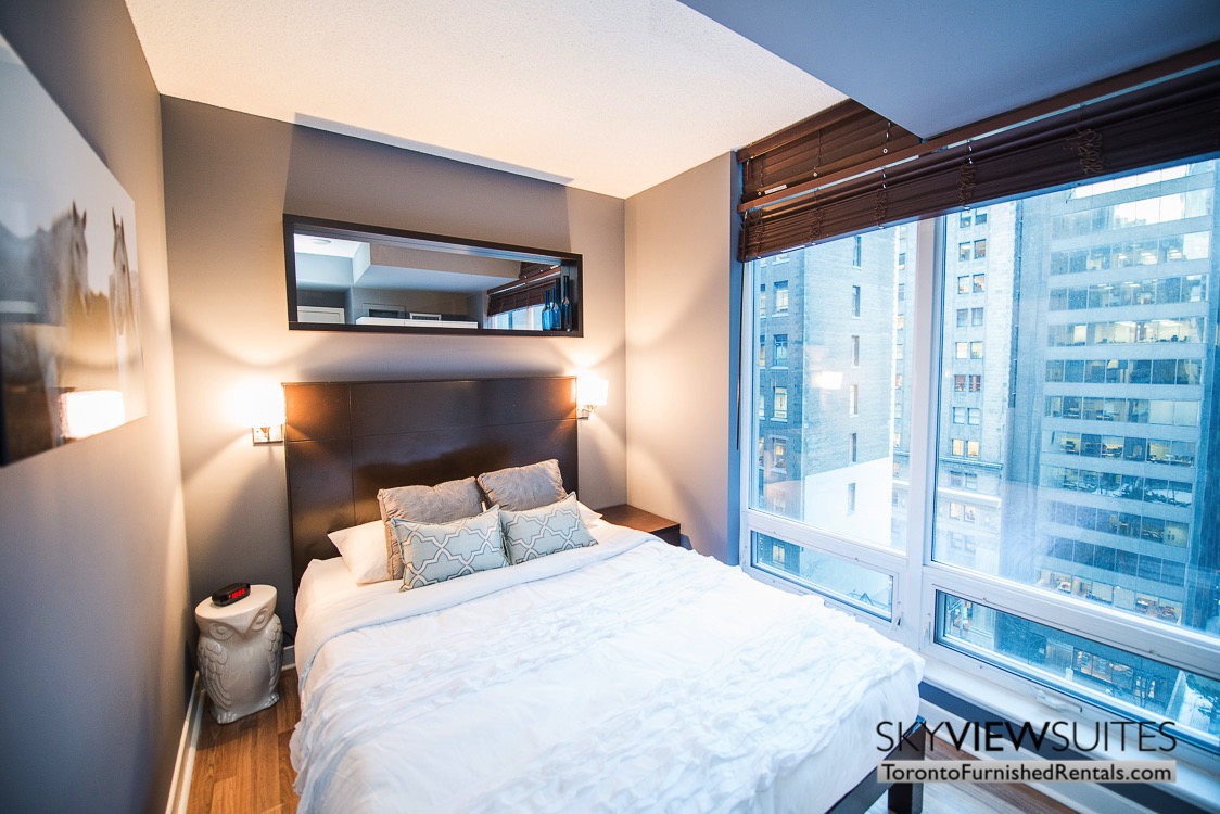 furnished suites toronto Colborne Street window bedroom