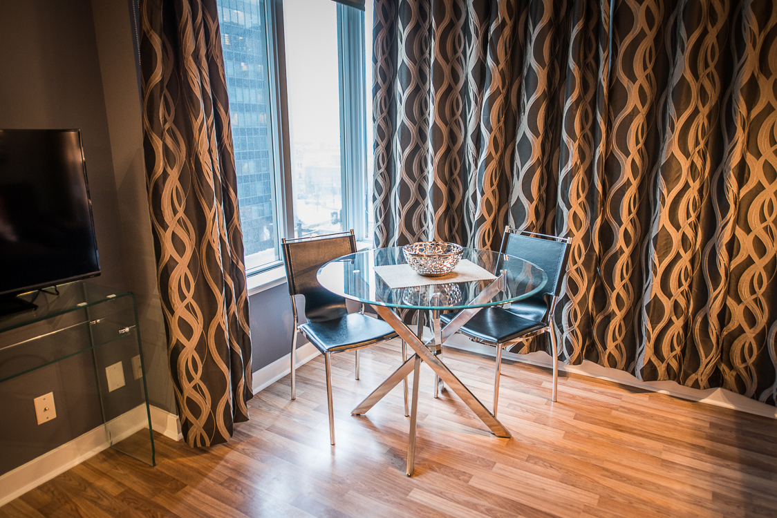 King and Yonge executive rentals toronto dining table