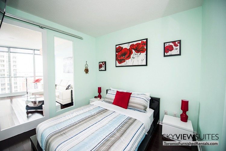 furnished suites toronto Neptune red bedroom