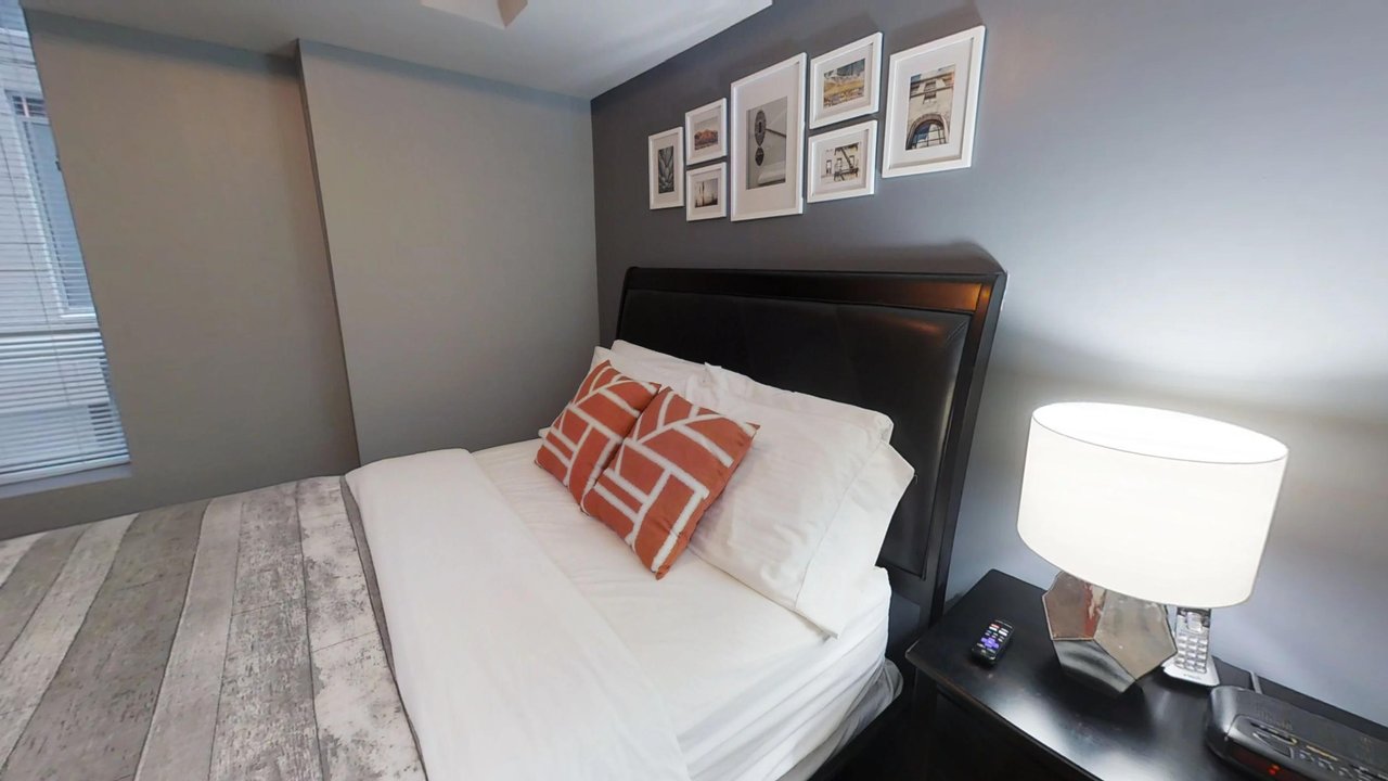 furnished apartments toronto university plaza bedroom and night table