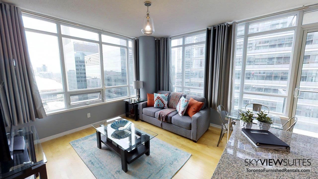 short term rentals Toronto Maple Leaf Square living room