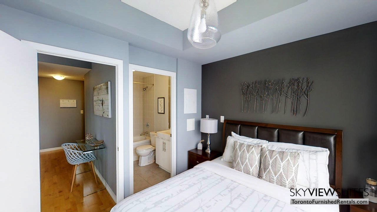 short term rentals Toronto Maple Leaf Square bedroom featuring en suite bathroom